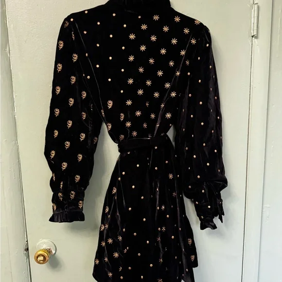 Sezane Orchidea Dress Velours Patchwork - Size 42 - Picture 4 of 6